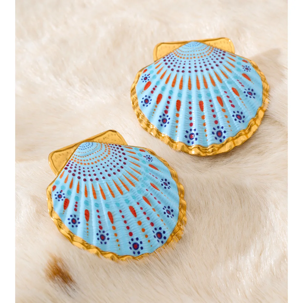Yhpup Jewelry Metal Shell Big Earrings for Women Summer