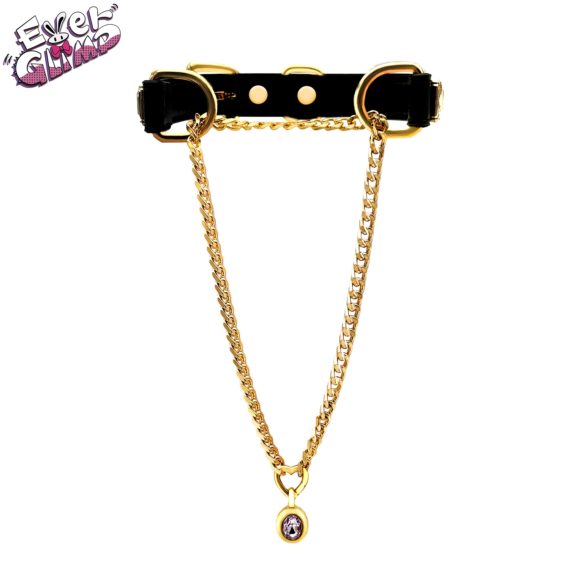 EverGlimp Adjustable Black Vegan Leather Choker Necklace with Heart ...