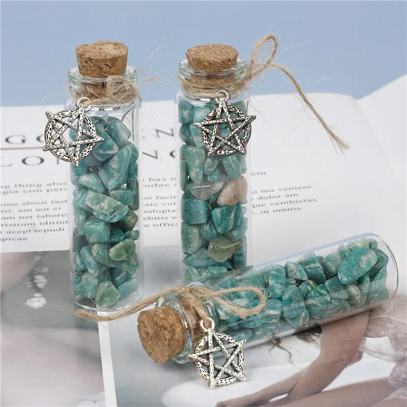Healing Natural Chips Crystals Wishing Bottle Mini Small Ore Stone Glass Drifting Bottles Lucky Raw Mineral Specimen Home Decor