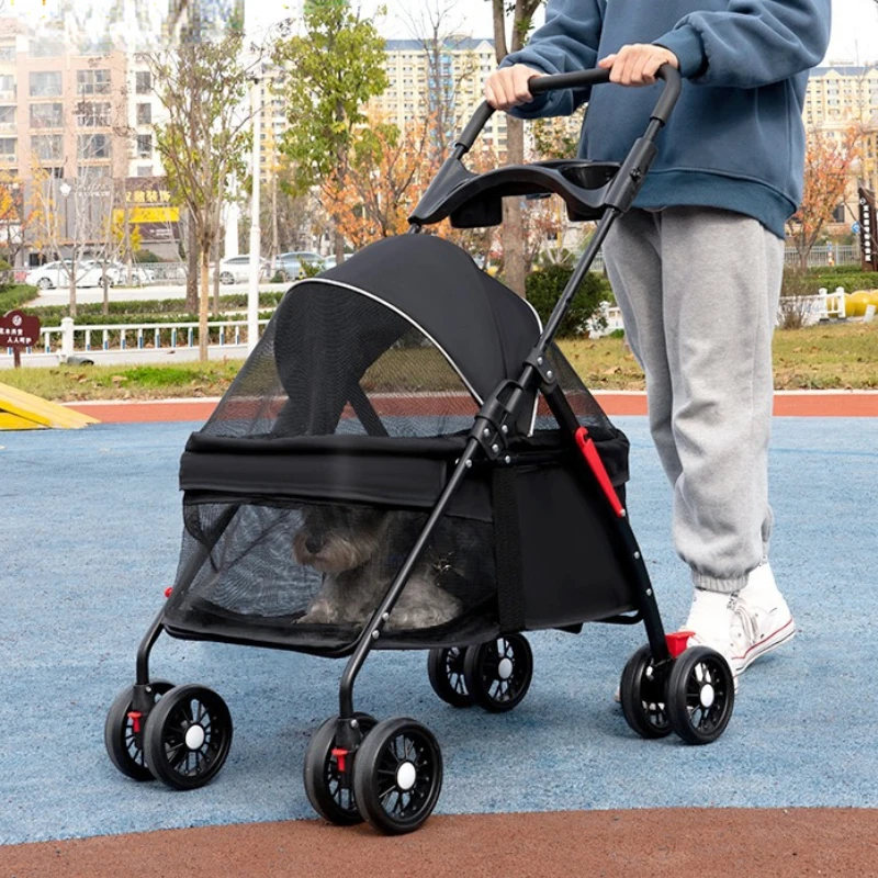 

Pet Stroller Lightweight Folding Walking Pet Carrying Bag Outdoor Travel Breathable Meal Plate Dog Cat Trolley for Small Dogs