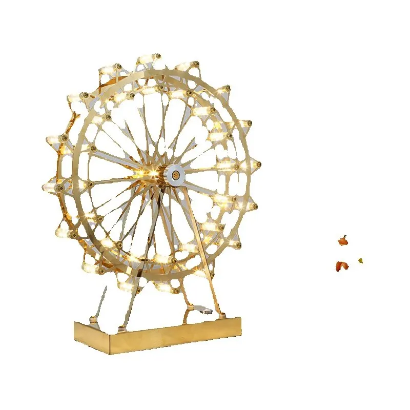 

Spark Ball Ferris Wheel Table Lamp Home Shop Bar Living Room Decor Designer Stainless Steel Rotating LED Atmosphere Night Light