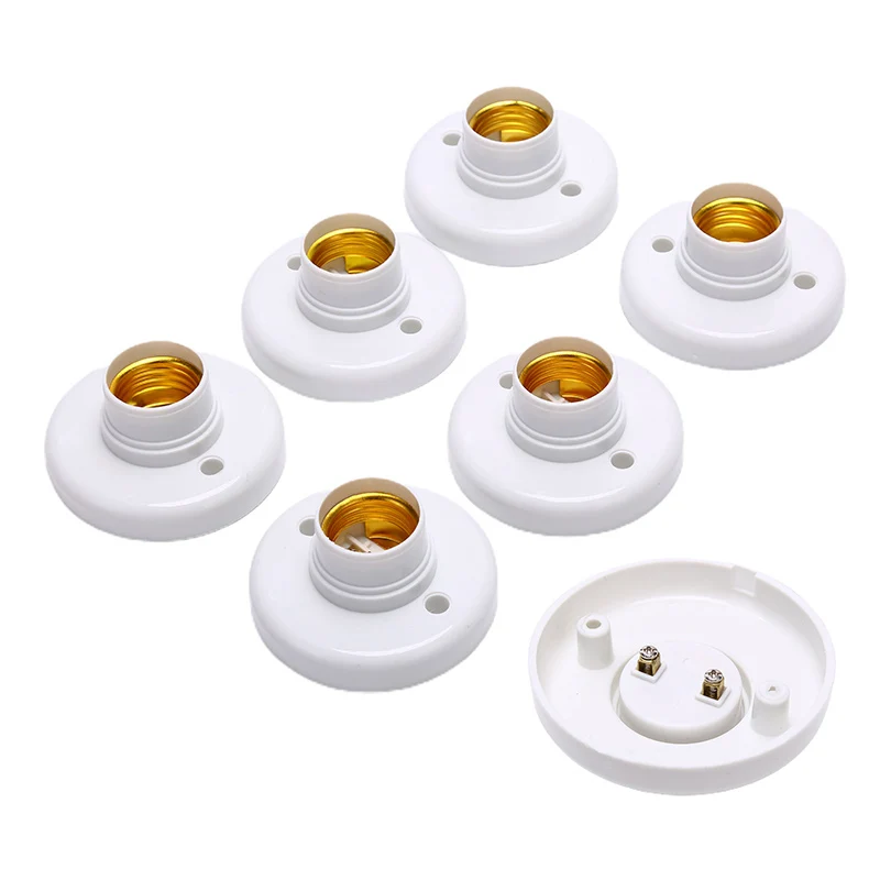 2/6pcs Round E14 White LED Lamp Screw Cap Socket White Ceiling Light Lamp Bulb Fixing Base Stand Light Bulb Holder