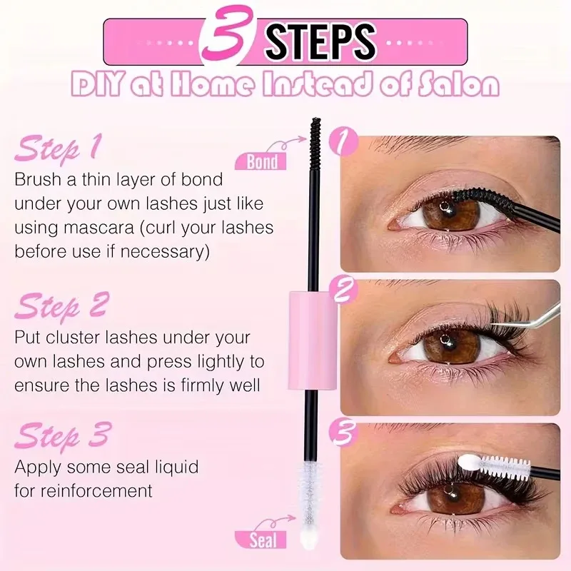 Bond & Seal Wimpernkleber 2-in-1 für Cluster-Wimpern, transparent, latexfrei, wasserfest, für DIY Wimpernverlängerung, Make-up-Tools – Detail 14