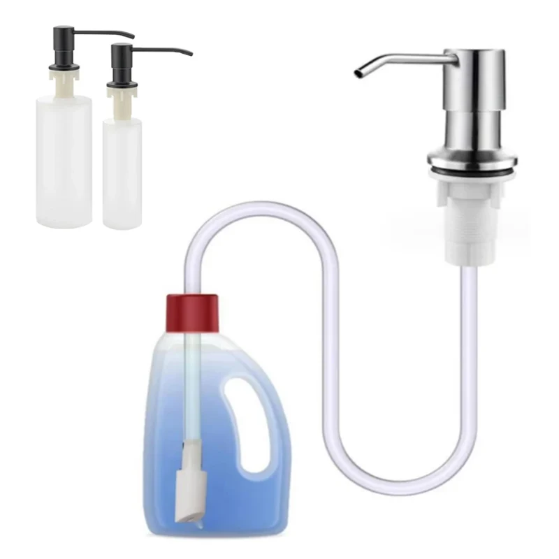 350/500ML Kitchen Sink Liquid Soap Dispenser Pump Stainless Steel Liquid Soap Bottle Sink Mount Hand Pressure Dispenser
