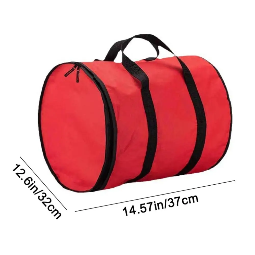 Red Christmas String Lights Storage Bag Round Large Capacity Christmas Storage Bag Waterproof with Handle Light