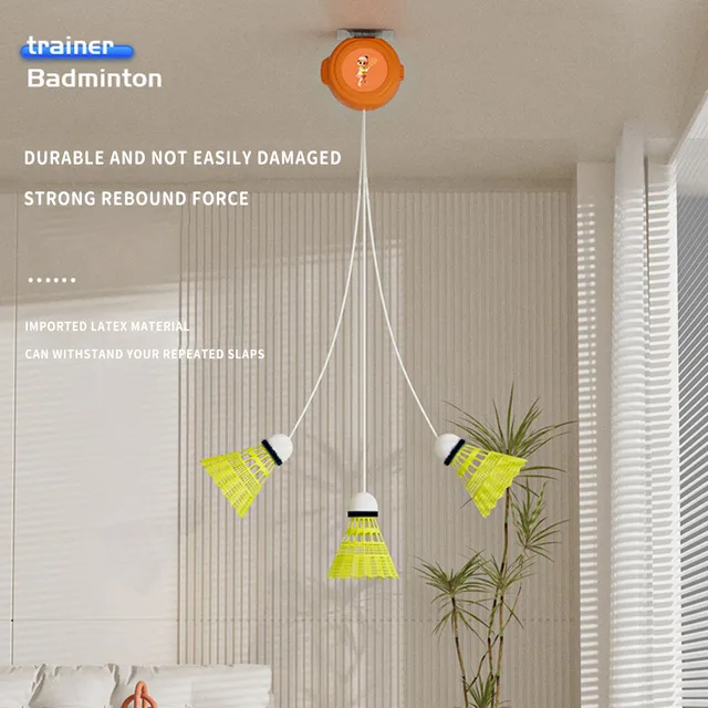 1/3pcs Badminton Trainer Automatic Retractable Rebound Single Player Badminton Trainer Reaction Training Wall Mounted Badminton 2