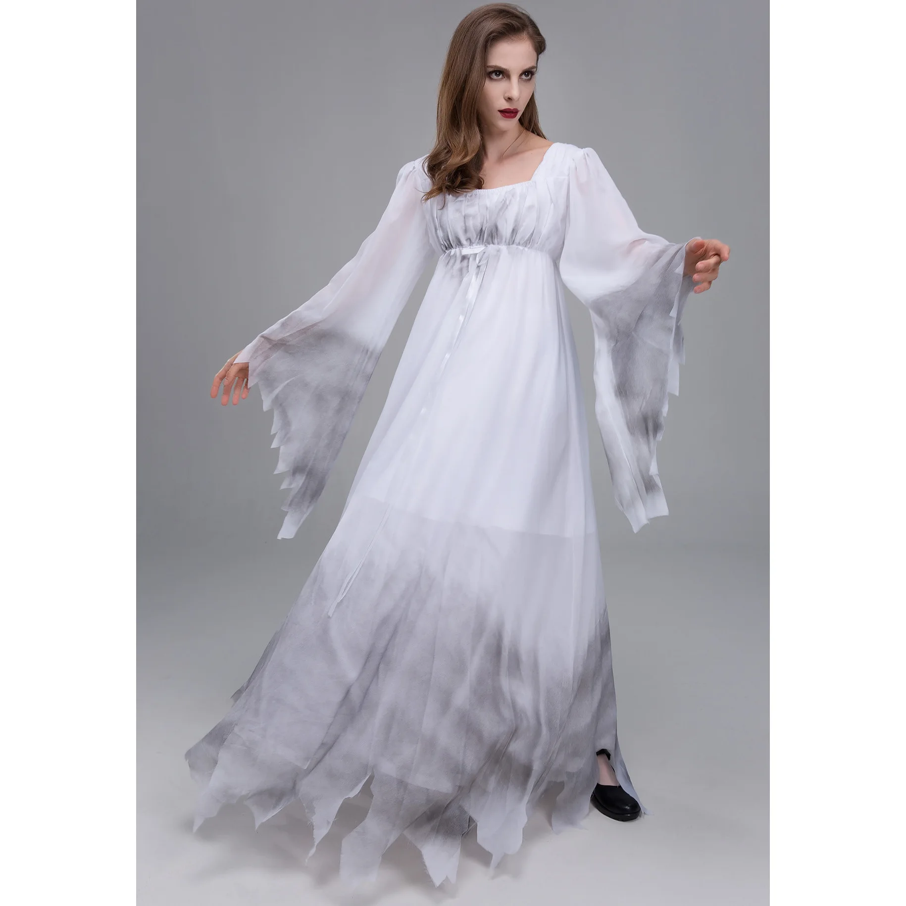  2 Pcs Halloween Women Gossamer Ghost Bride Costume Dress Bridal  Veil White Gothic Victorian Dead Bride Costume for Cosplay(XL) : Clothing,  Shoes & Jewelry