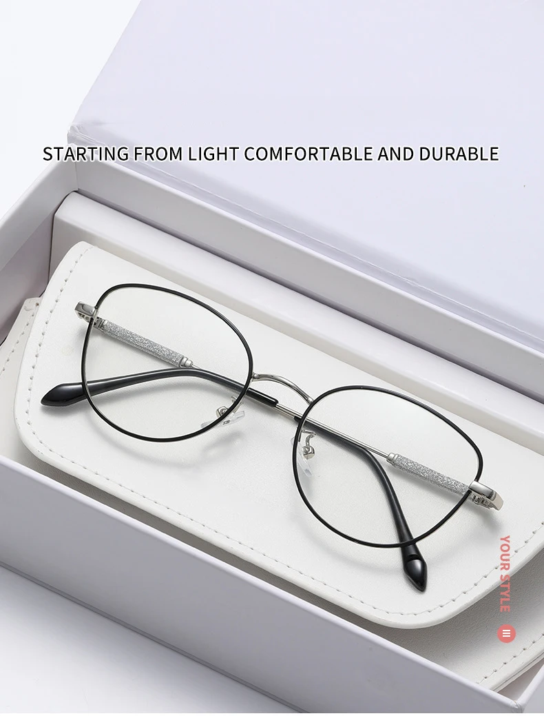 2025 Neue Mode-Cat-Eye-Brille, beliebt, ohne Gesicht, Brillengestell, licht verfärbte Myopie-Brille 050 – Detail 1