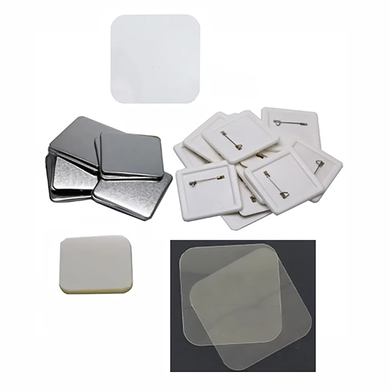 Button Making Supplies Square DIY Blank Pin 50x50mm