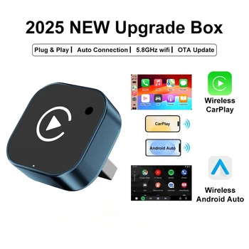 Adaptador Inalámbrico CarPlay 2026 2 en 1, Dongle de Cableado a Inalámbrico para Teléfonos Apple y Android, Conexión Plug and Play, Accesorio Universal para Automóvil 1