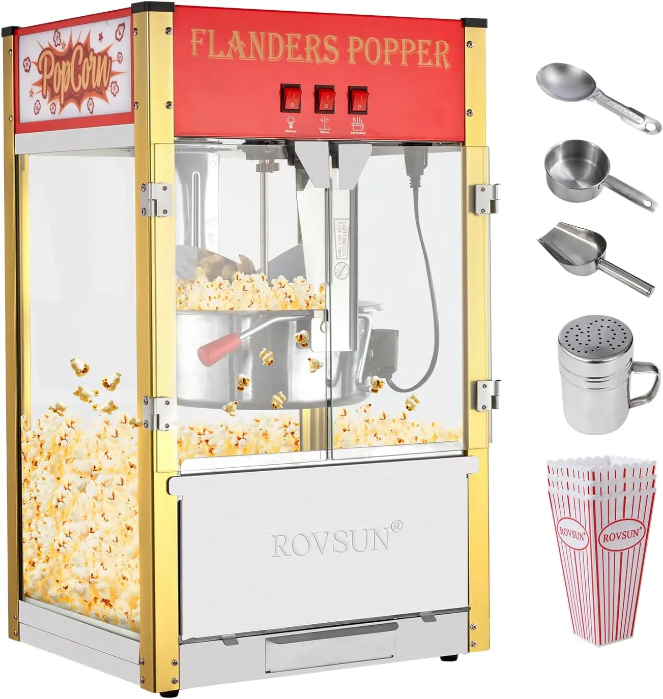 Popcorn Machine with 16 Ounce Kettle Countertop Popcorn Maker Commercial Machine w/Stainless Steel Scoop