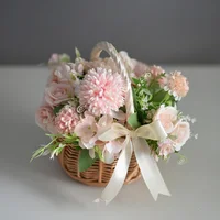 Woven Flower Basket Rattan Storage Basket Flower Girl Hand Basket Handmade Flower Basket For Home Wedding Decor 4