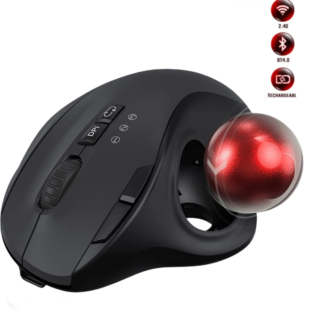 BluetoothTrackballMouse24GRGBErgonomicRechargeableRollerball