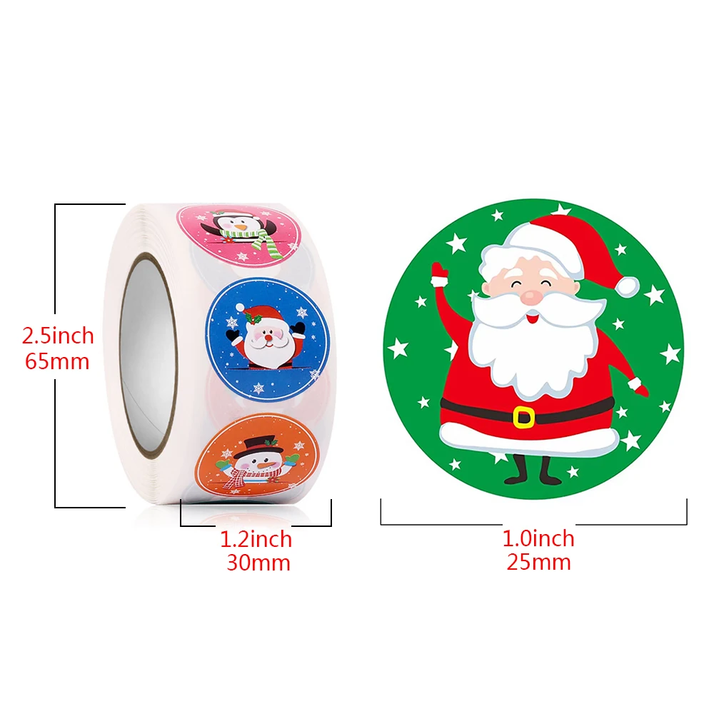 Merry Christmas Stickers 500Pcs For DIY Gifts Baking Package Envelope Stationery Decor