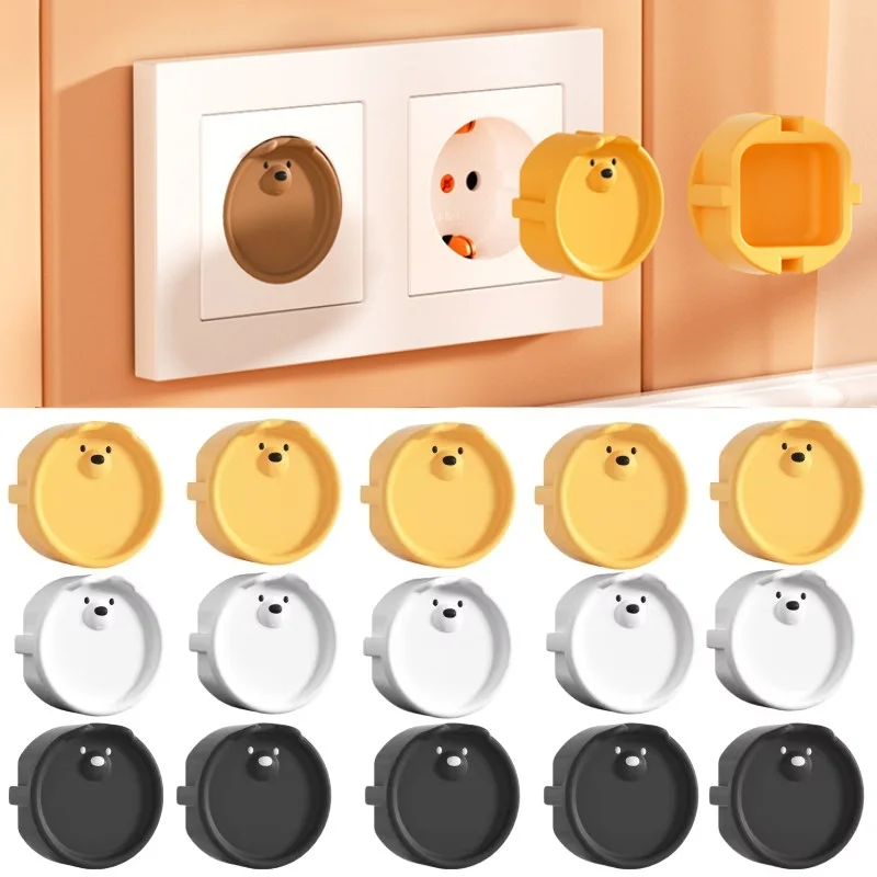 Baby Safety Electric Outlet Cover Cartoon Bear Baby Proofing Socket Protectors Shock Prevention Child Safety Plug Caps 10/5PCS