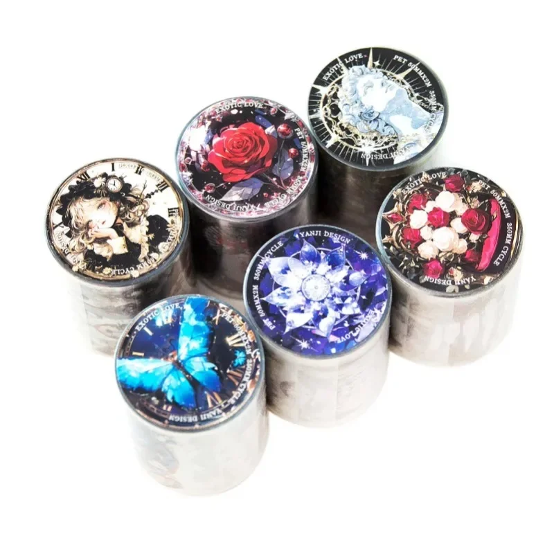1Roll 2M Tape Exotic love PET Retro Handbook Material Decorative loop Adhesives stickers Supplies Scrapbook cut 50mm*2m 2