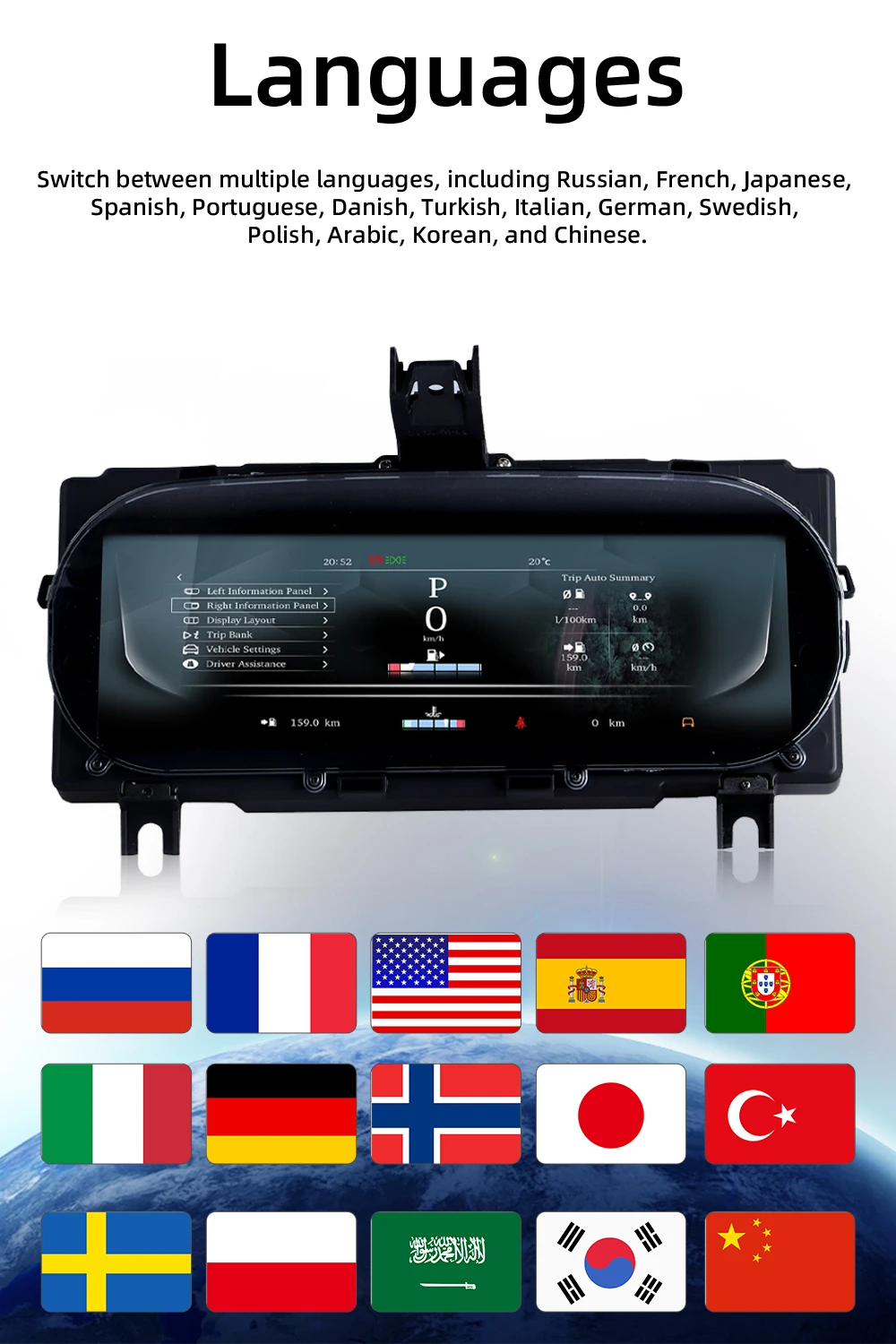 Digital Cluster Dashboard For Land Rover Discovery Sport 2015-2019 Speedometer