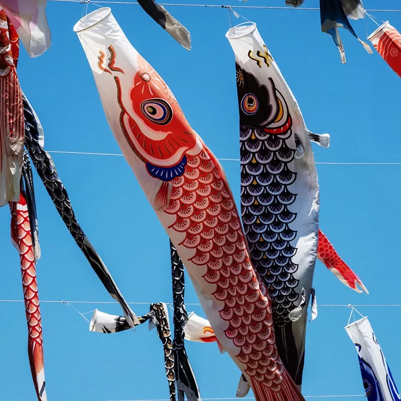 40/70/95cm Japanese Carp Flag Windsock Hanging Fish Flag Kite Colorful Wind Socks Home Garden Decoration Cartoon Fish