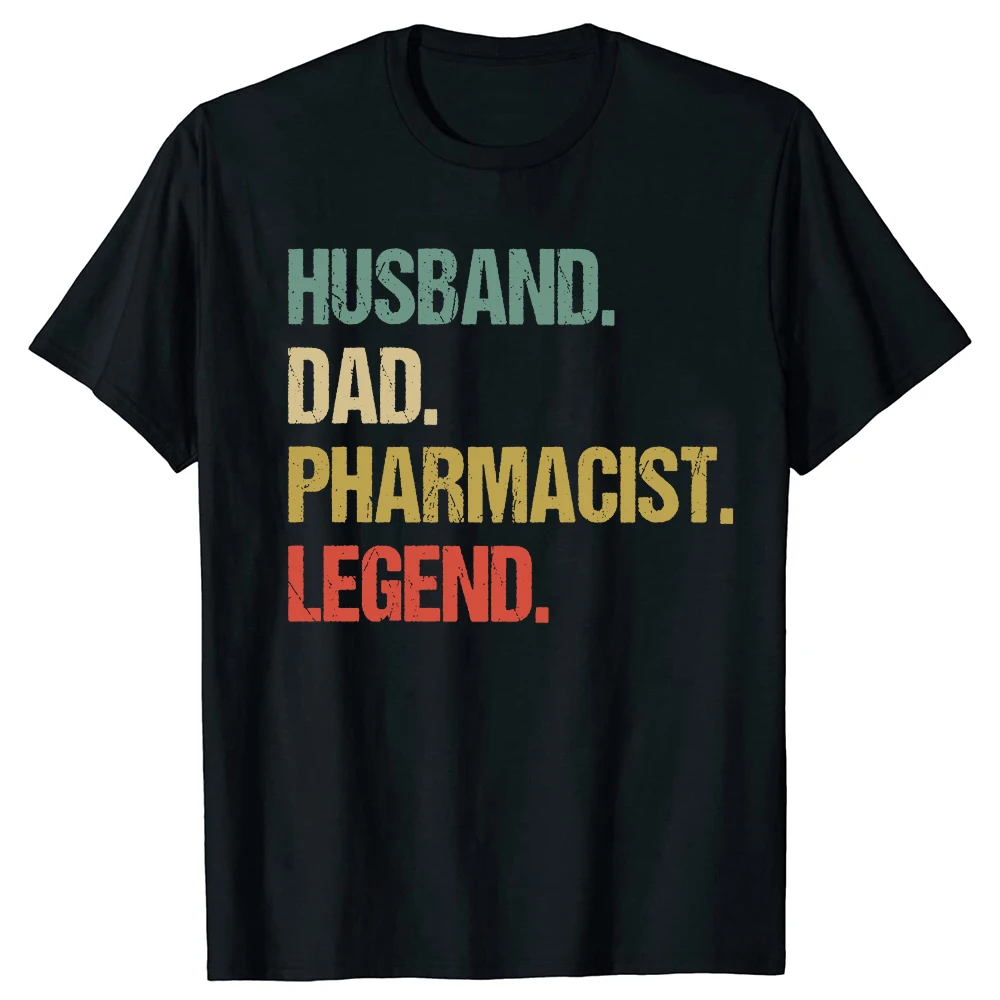 Lustiges T-Shirt mit Grafik „Ehemann, Papa, Apotheker-Legende“ aus 100 % Baumwolle für Herren, modisches, lässiges T-Shirt, lockeres Apotheker-Streetwear-T-Shirt