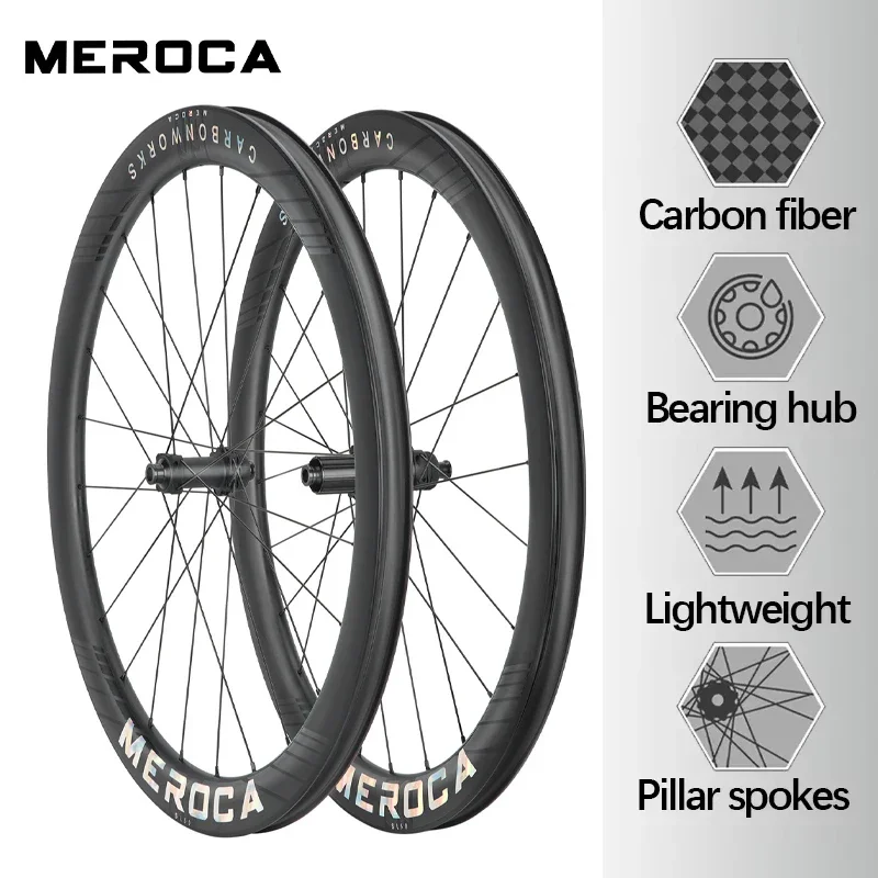 Carbon Wheels Road Bike Ultralight Wheelset 700c Racing Wheel Set Disc Brake Center Lock HG Height 50mm Tubeless Clincher Tire