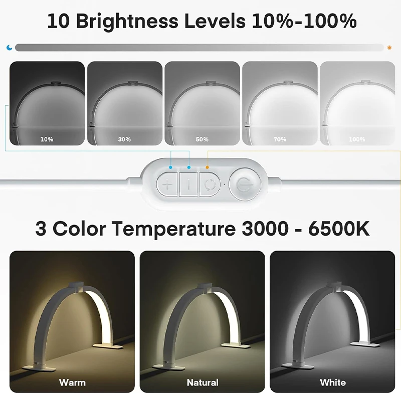 Half Moon Nail Desk Lamp Foldable LED Nail Fill Light Portable Beauty Salon Work Manicure & Lash 3000-6500K Professional Lamp 4