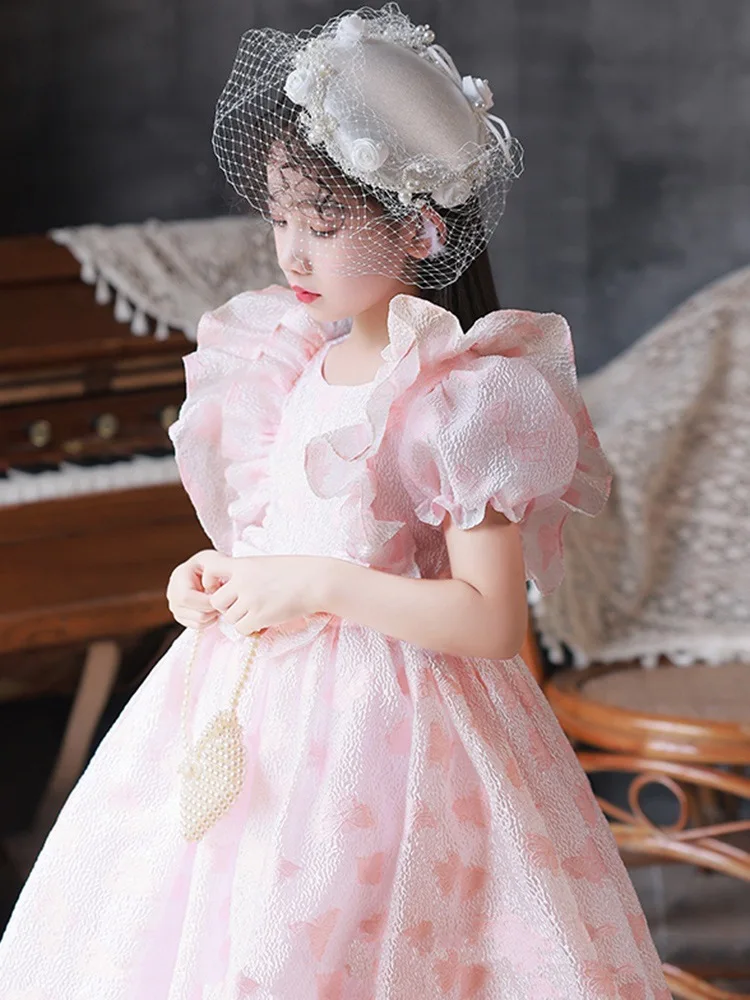 

Children Wedding Bridemaid Dresses Flower Pink Girl Dress Kids Princess Prom Gown Teenage Girl Performance Boutique Clothes