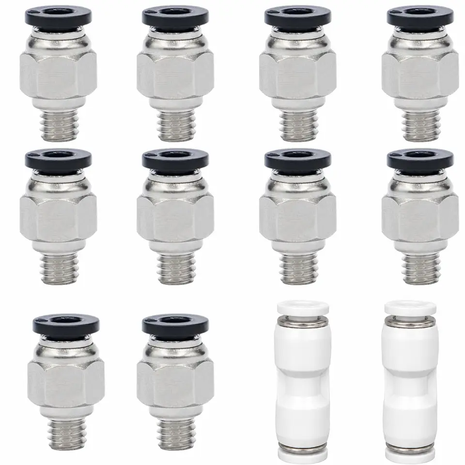 12 pcs PC4-M6 Pneumatic PTFE Tube Kit 10 Metal Fittings + 2 Plastic Quick-Connect Fittings, for 4mm Outer Diameter PTFE Tube image 7