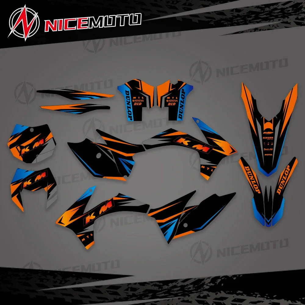 NICEMOTO Motorcycle New Style Team Graphics Background Decal Sticker Kit For KTM 125 200 250 300 350 450 500 XC2011 EXC 2012 nicemoto new style team graphics