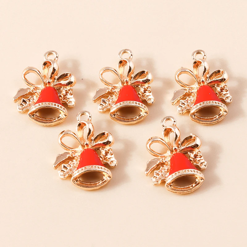 20 Stück 15 x 21 mm niedliche Emaille-Weihnachtsglocken-Anhänger für die Schmuckherstellung, Tropfenohrringe, Halsketten, Armbänder, DIY-Bastelbedarf – Detail 7
