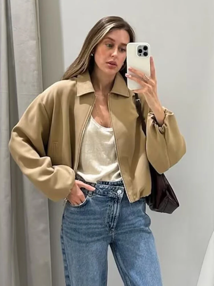 Women Spring ﻿Jacket 2026 New Long Sleeve Zipper Loose Coat Female High Street Casual Outerwear Autumn Fashion Bomber Jackets ﻿