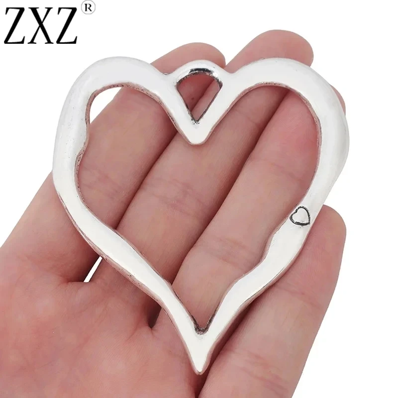 3PCS große böhmische gehämmerte gebrochene Herz Charms filigrane Anhänger Mode-Accessoires für DIY Halskette Schmuckherstellung – Detail 14