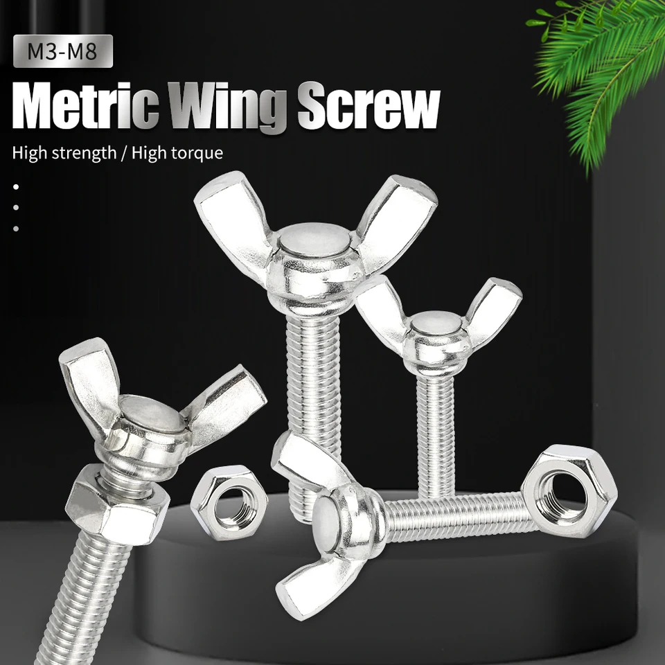 304 Stainless Steel Wing Screws M5 X 20mm - 10 Pack Hand-Tighten Fasteners