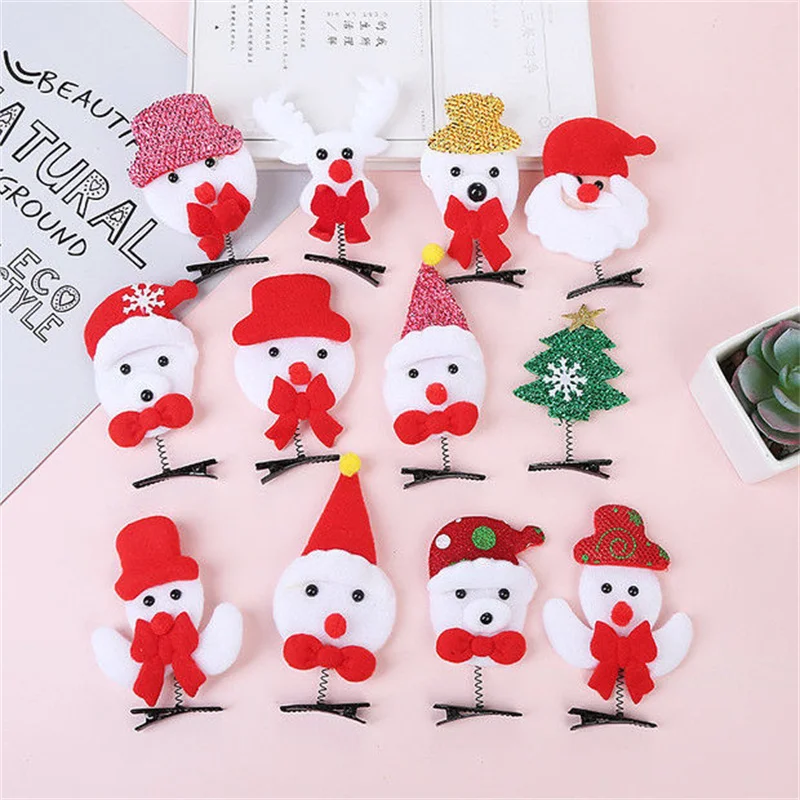 

5Pcs/Lot Santa Christmas Tree Milu Deer Hairpin Christmas Flannelette Hairpin Clip Decoration Childrens Toy 12x6Cm ZH