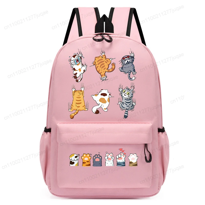 Pink Backpack With Cats On It Fashion Trendy Pink School Bags For