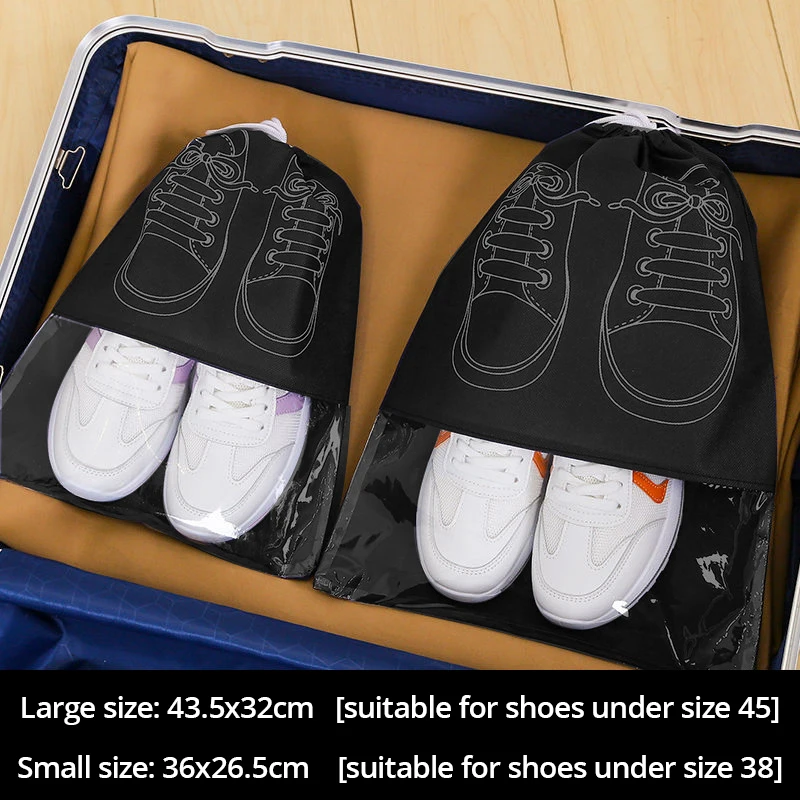 thumbnail image 1 of Bolsa de almacenamiento de zapatos con correa de tela no tejida engrosada, juego de 5 unidades, gran capacidad, impermeable, para viajes, a prueba de humedad, 1 of 5