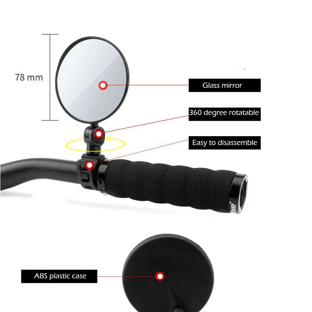 Bicycle Mirror Universal Handlebar Rearview Mirror 360 degree Rotate for Bike MTB Bicycle Flexible Rearview Rear Vie