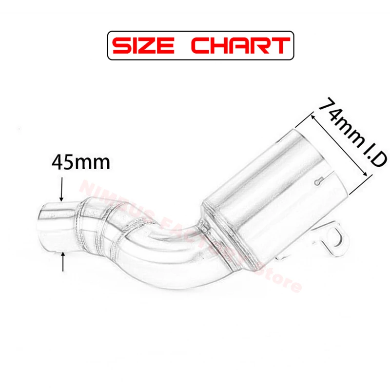 for KTM RC 250 390 2020 2021 2022 ADV Exhaust De-Cat Middle Link Pipe Escape Muffler Cut-cat Connect Tube 45mm Down Pipe Elbow