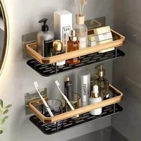 Bathroom Shelf Kitchen Storage Organizer Aluminum Alloy Shampoo Rack Shower Shelf Bathroom Accessories No Drill Shelf 2