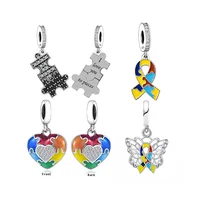 FC Jewelry 925 Silver Autism Awareness Color Puzzle Piece Heart Bead Fit Original Pan Charms Bracelet For Women Berloque 2022 1