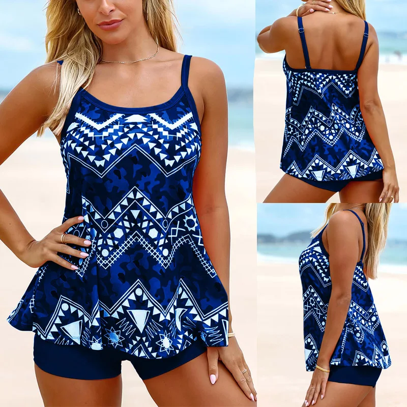 

2023 New Women's Sexy Swimwear Fashion Print Swimming Tankini Monokini Swimwear Swimwear Two Piece Summer Loose Size Beachwear