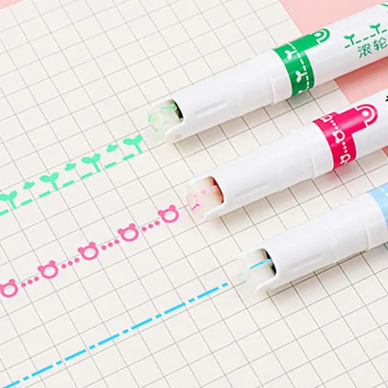 라인 모양 하이라이터 펜, 멀티 컬러 롤러 팁, 커브 라이너 마커, 노벨티 문구, 학교 그래피티 아트 펜, 6 개