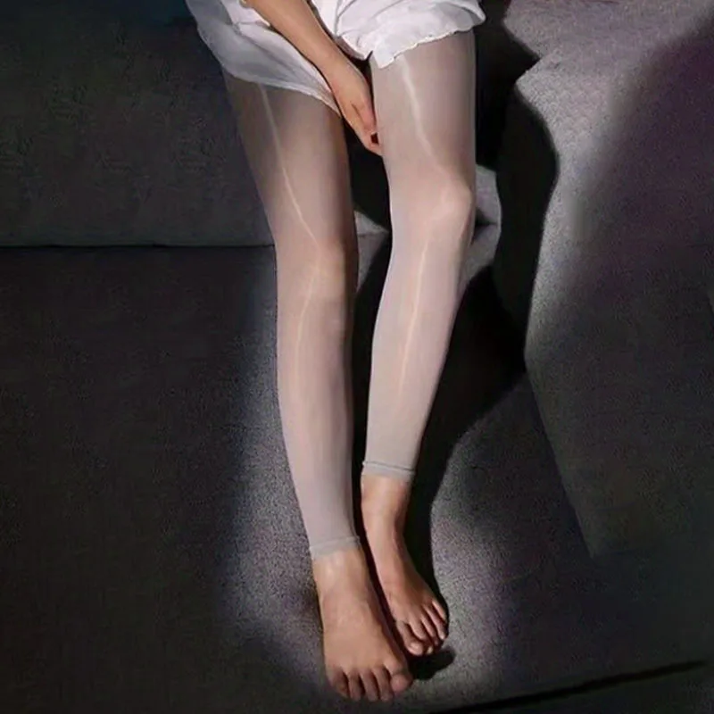 Solide schlanke fußlose Strumpfhose, halbtransparente Strumpfhose mit hoher Taille, Damen strümpfe und Strumpfwaren – Detail 6