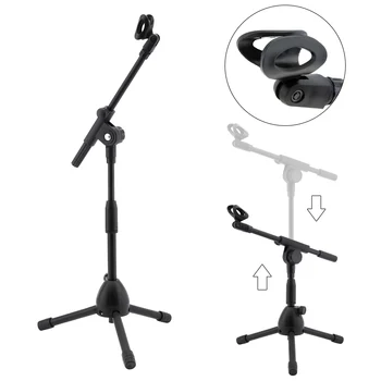 Floor Microphone Tripod Stand Holder Swing Arm Retractable Metal Mic Stand Tripod Stage Performance Live Microphone Bracket 1