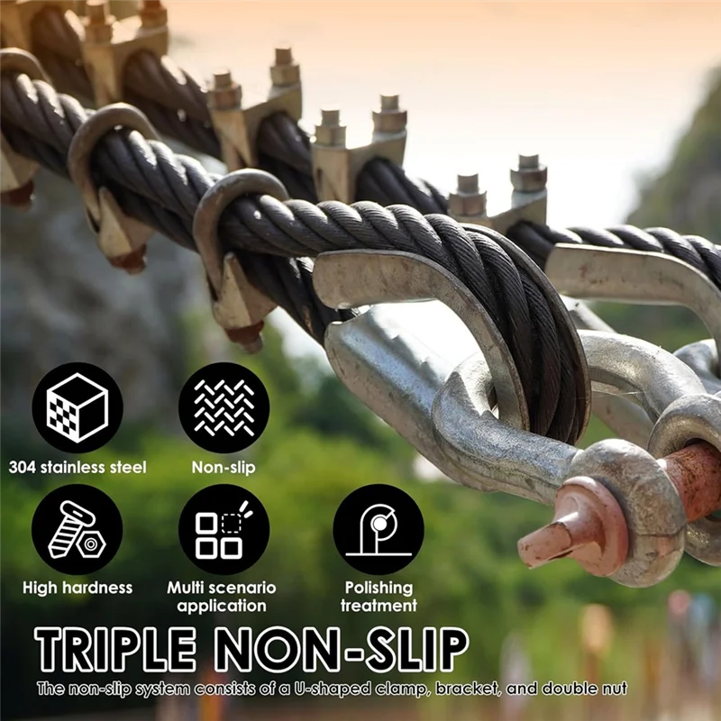 【A87T】와이어 로프 심블 U 볼트 안장 패스너 클램프, 20Pcs M6 304 스테인레스 스틸 케이블 클램프