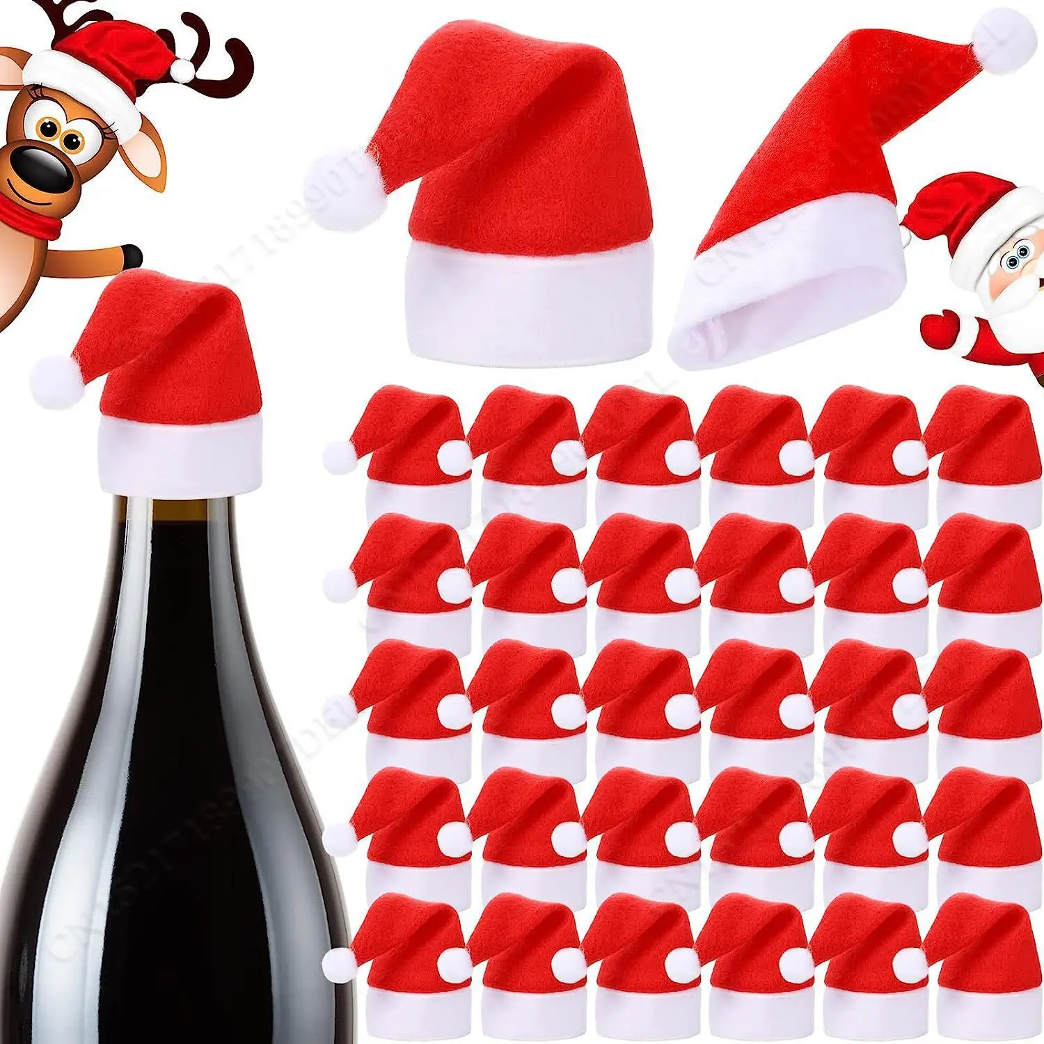 Christmas Hats For Tableware Decorations Xmas Hat Family Party Small Christmas Hat Fork Knife Holder Bag New Year Gifts