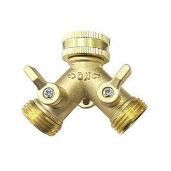 Y Shape Brass Tap Splitter 3/4 Inch Garden Hose 2 Way Diverter Valve Water Pipe Connector 1