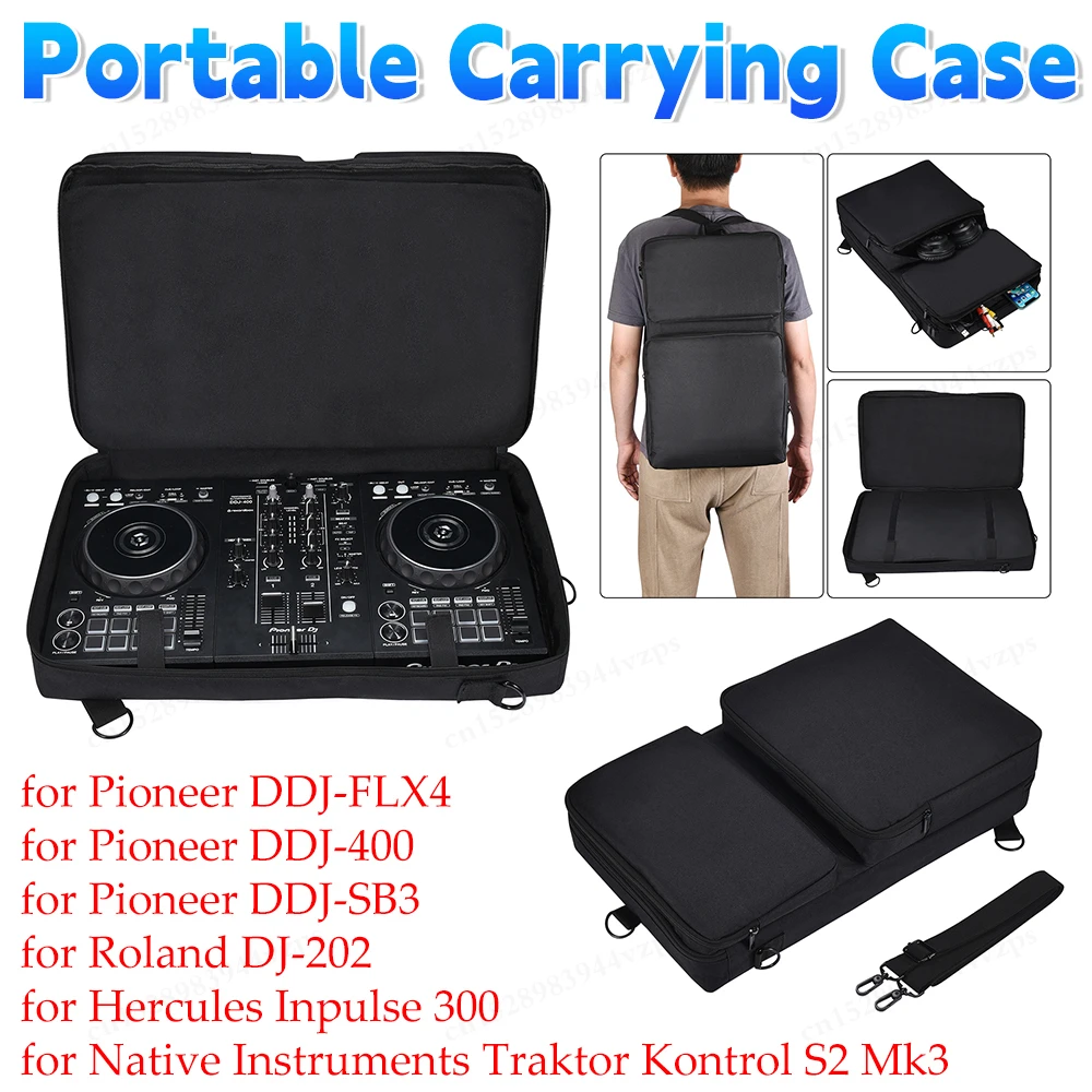 Portable DJ Turntables Protective Bag Pioneer DDJ-4 Travel Carrying Storage Bags with Strap Carrying Case DDJ-FLX4