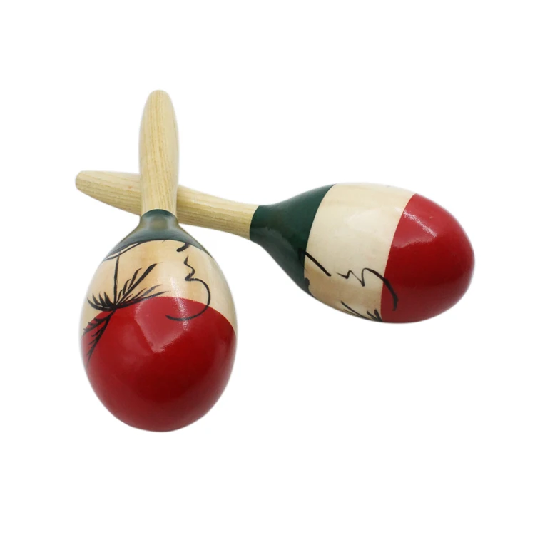 Description Picture 2 of item1Pair Colour Wood Maracas Wooden Tropical Party Percussion Shakers Wooden Sand Hammer Musical Party Child Baby Shaker Toy Gifts