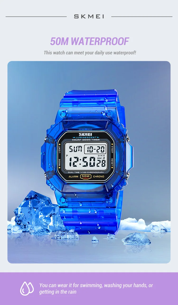 SKMEI 1999 Waterdicht Elektron Horloge Heren Dames Sport Countdown Stopwatch Digitale Horloges Heren Meisjes Klok Reloj Mujer 1622 1629_voghion.com