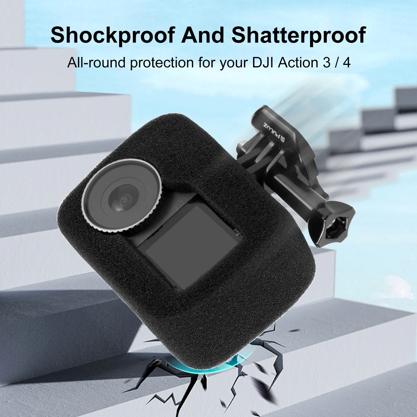 For DJI Osmo Action 5 Pro / 4 / 3 PULUZ High Density Foam Windshield